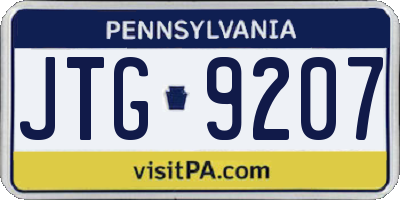 PA license plate JTG9207