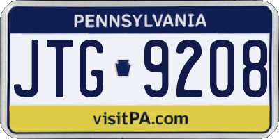 PA license plate JTG9208