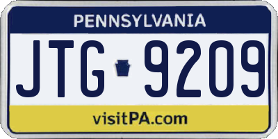 PA license plate JTG9209