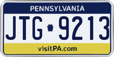 PA license plate JTG9213
