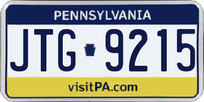 PA license plate JTG9215