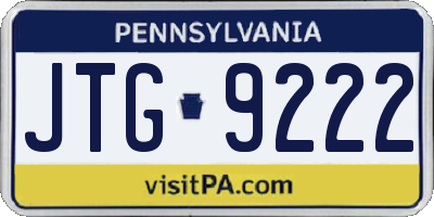 PA license plate JTG9222