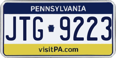 PA license plate JTG9223