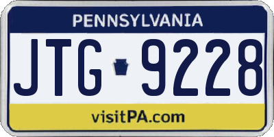 PA license plate JTG9228