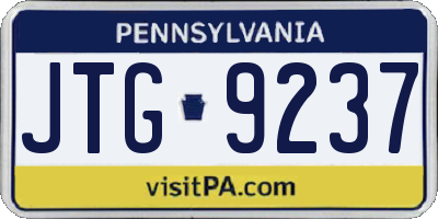 PA license plate JTG9237
