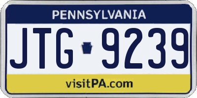 PA license plate JTG9239