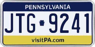PA license plate JTG9241