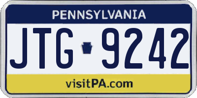 PA license plate JTG9242