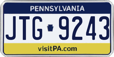PA license plate JTG9243