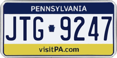 PA license plate JTG9247