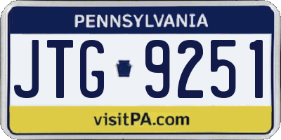 PA license plate JTG9251
