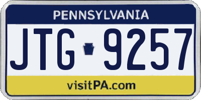 PA license plate JTG9257
