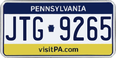PA license plate JTG9265