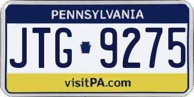 PA license plate JTG9275