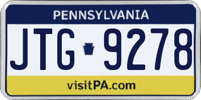 PA license plate JTG9278