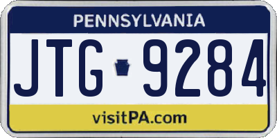 PA license plate JTG9284