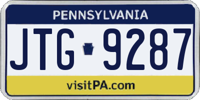 PA license plate JTG9287