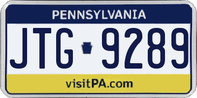 PA license plate JTG9289
