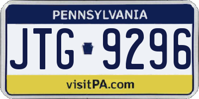 PA license plate JTG9296