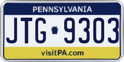 PA license plate JTG9303