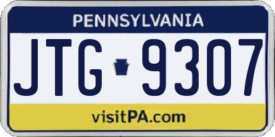 PA license plate JTG9307