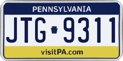 PA license plate JTG9311