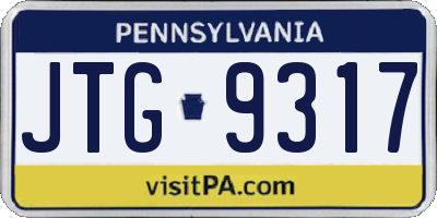 PA license plate JTG9317