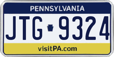 PA license plate JTG9324