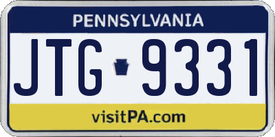 PA license plate JTG9331