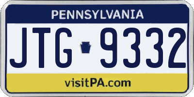 PA license plate JTG9332