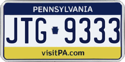 PA license plate JTG9333