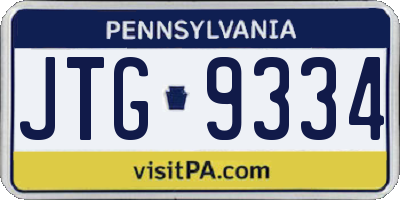 PA license plate JTG9334