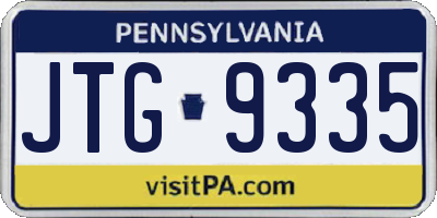 PA license plate JTG9335
