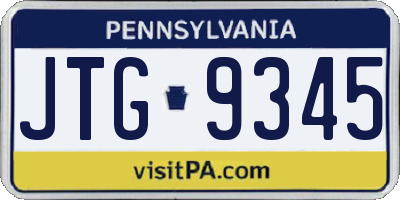 PA license plate JTG9345