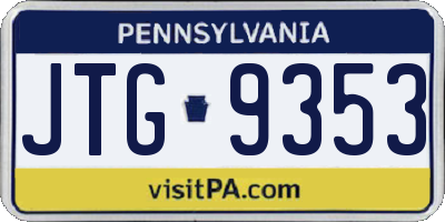 PA license plate JTG9353