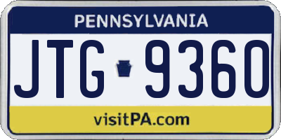 PA license plate JTG9360