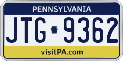 PA license plate JTG9362