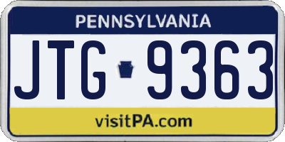 PA license plate JTG9363