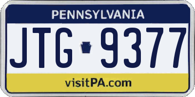 PA license plate JTG9377