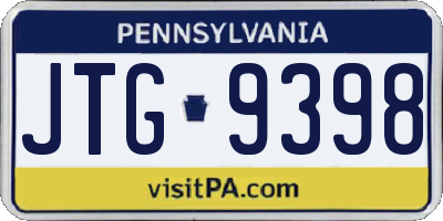 PA license plate JTG9398