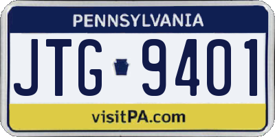 PA license plate JTG9401