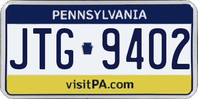 PA license plate JTG9402