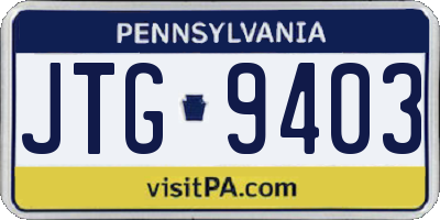 PA license plate JTG9403
