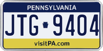 PA license plate JTG9404
