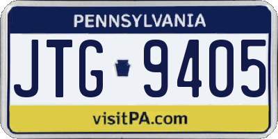 PA license plate JTG9405