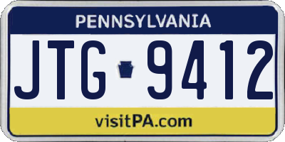 PA license plate JTG9412
