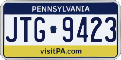 PA license plate JTG9423