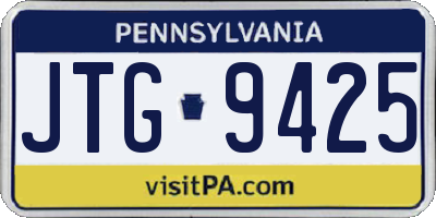PA license plate JTG9425