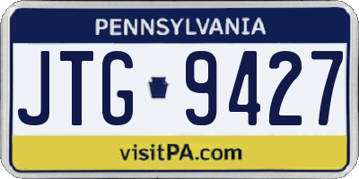 PA license plate JTG9427