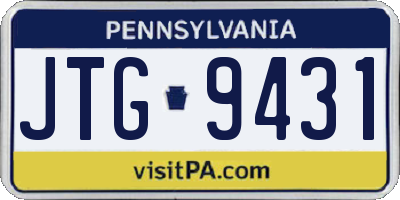 PA license plate JTG9431